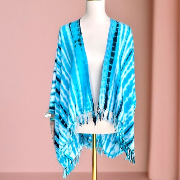 0099/ Blue Black cardigan Outer, Short Kimono - Picture 3 of 8